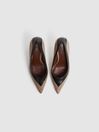 Reiss Camel/Black Gwyneth Leather Contrast Court Shoes