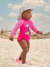 JoJo Maman Bébé Pink UPF 50 Long Sleeve Swimsuit