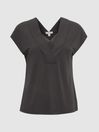 Reiss Charcoal Bonnie Layered V-Neck T-Shirt