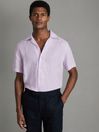 Reiss Orchid Beldi Relaxed Linen Cuban Collar Shirt