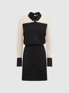 Reiss Black Veneto Fitted Shirt Mini Dress