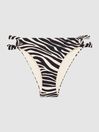 Reiss Black/White Eliza Zebra Print Strappy Bikini Bottoms