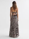 Reiss Black/White Vida Zebra Print Maxi Dress