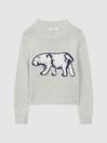 Reiss Grey Polli Senior Casual Knitted Polar Bear Jumper