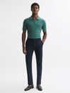 Reiss Pine Green Maxwell Merino Wool Half-Zip Polo Shirt