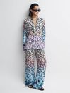 Reiss Multi Serena Floral Print Concealed Button Shirt
