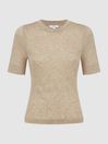 Reiss Neutral Alina Casual Wool Marl T-Shirt