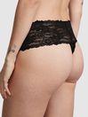 Victoria's Secret PINK Pure Black Hipster Thong Lace Knickers