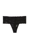 Victoria's Secret PINK Pure Black Hipster Thong Lace Knickers