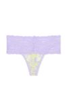 Victoria's Secret PINK Lime & Lilac Palm Print Purple Hipster Thong Lace Knickers