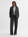 Reiss Grey Melange Iria Double Breasted Wool Blend Suit Blazer