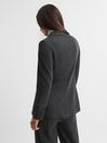 Reiss Grey Melange Iria Double Breasted Wool Blend Suit Blazer