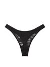 Victoria's Secret PINK Pure Black Lace Logo Scoop Thong Knickers