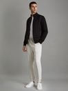 Reiss Black Flintoff Hybrid Quilt and Knit Zip-Through Jacket