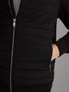 Reiss Black Flintoff Hybrid Quilt and Knit Zip-Through Jacket