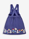 JoJo Maman Bébé Navy Blue Hedgerow Friends Girls' 2-Piece Appliqué Pinafore Dress & Top Set