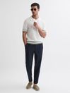 Reiss White/Sage Quinn Reiss | Ché Knitted Half-Button Polo Shirt