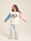 Joules Farley Cream Long Sleeve Embroidered Artwork Top