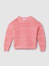 Reiss Pink Isobel Teen Crochet Crew Neck Jumper