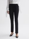 Reiss Black Olivia Tapered Contrast Waistband Trousers