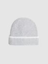 Reiss Grey/Ecru Hattie Wool Ribbed Beanie Hat