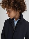 Reiss Navy Perrin Junior Trench Coat With Funnel-Neck Insert