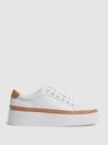 Reiss Camel/White Leanne Grained Leather Platform Trainers