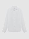 Reiss White Rex Linen Cutaway Collar Shirt