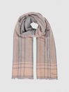 Reiss Pink/Grey Clara Checked Embroidered Scarf