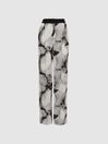 Reiss Black/White Becci Wide Leg Abstract Print Co-Ord Trousers