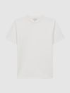 Reiss White Bradley Interlock Jersey Crew Neck T-Shirt