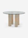 .COM Textured Stone and Glass Nisi Round 4 to 6 Seater Dining Table