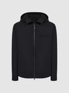Reiss Black Zuroke Zip Through Hooded Blouson Jacket