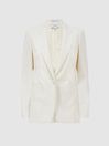 Reiss Off White Mila Tailored Fit Single Breasted Wool Suit Blazer
