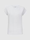 Reiss White Kelly Cotton Crew Neck Raglan Sleeve T-Shirt
