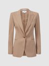 Reiss Camel Marlie Tailored Wool Blend Single Breasted Suit Blazer