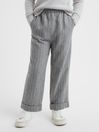 Reiss Grey Faye Junior Wool Blend Striped Elasticated Trousers