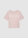 Reiss Pale Pink Bobbi Senior Motif Crew Neck T-Shirt