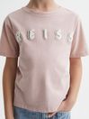 Reiss Pale Pink Bobbi Senior Motif Crew Neck T-Shirt