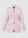 Reiss Pink Lily Atelier Satin Single Breasted Blazer