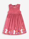 JoJo Maman Bébé Rose Pink Mouse Girls' Appliqué Cord Dress