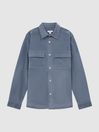Reiss Airforce Blue Colins Corduroy Button-Through Overshirt