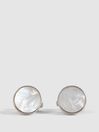 Reiss Silver/MOP Ardley Round Mother of Pearl Cufflinks
