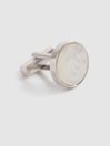 Reiss Silver/MOP Ardley Round Mother of Pearl Cufflinks