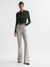 Reiss Green Ellie Fitted Long Sleeve Wrap Top