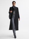 Reiss Black Mischa Petite Tailored Wool Blend Longline Coat