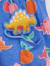JoJo Maman Bébé Blue Girls Dinosaur & Fruit Print Pet in Pocket Dress