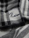 Reiss Black/White Clara Checked Embroidered Scarf