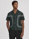 Reiss Emerald Arlington Mercerised Cotton Embroidered Shirt