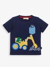 JoJo Maman Bébé Navy T-Rex & Digger Appliqué T-Shirt